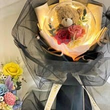 波波球永生花束 熊 永生花束 玫瑰 花束 捧花