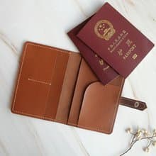 牛皮護照套diy材料包/完成品 放兩本護照 passport 證件套 帶搭扣