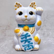 【藤彩千金】日本清水燒招財貓 | 花結晶 藤 体小判 千万両 左