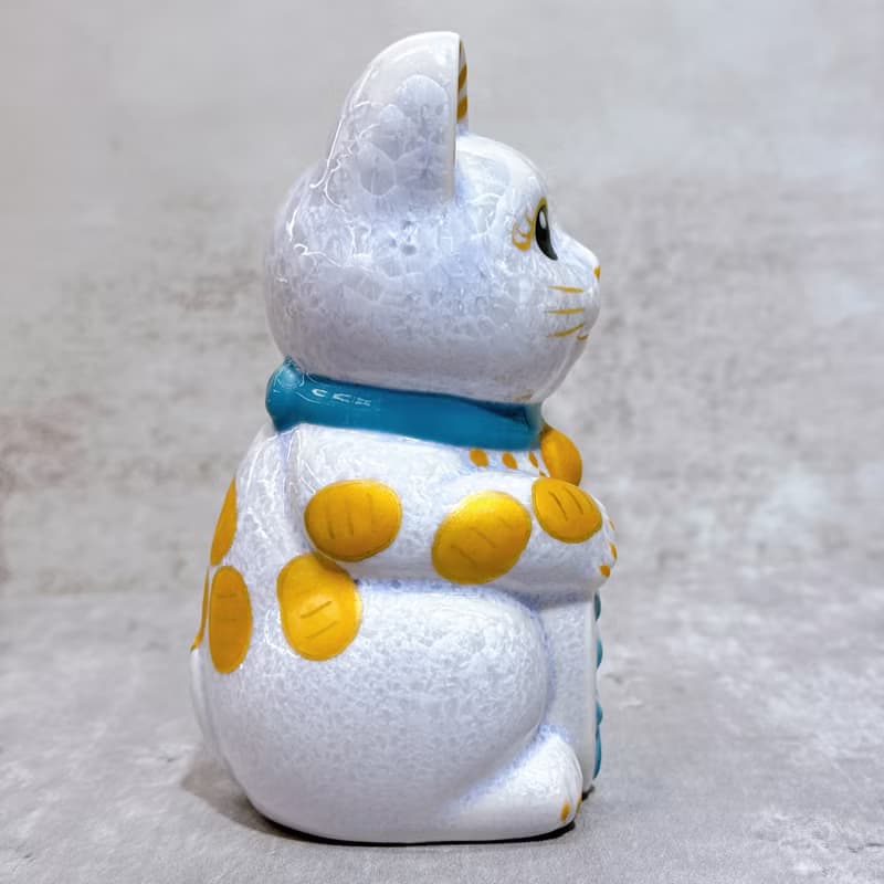 【藤彩千金】日本清水燒招財貓 | 花結晶 藤 体小判 千万両 左