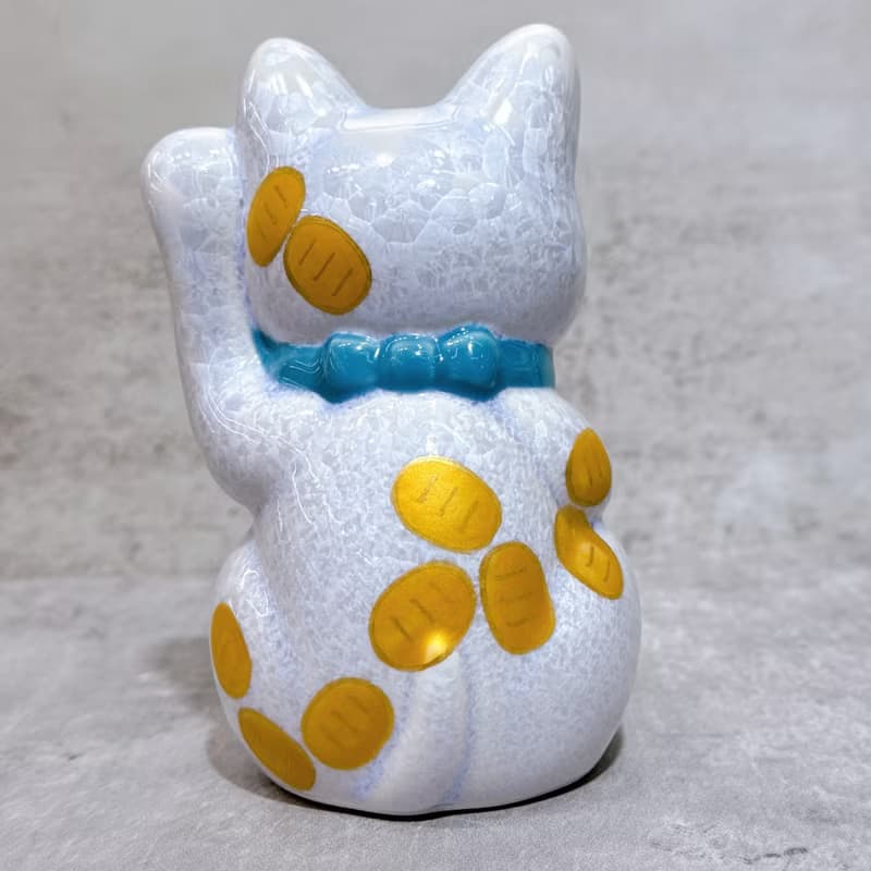 【藤彩千金】日本清水燒招財貓 | 花結晶 藤 体小判 千万両 左