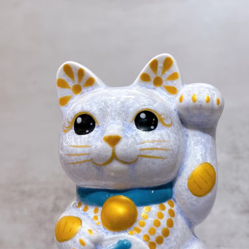 【藤彩千金】日本清水燒招財貓 | 花結晶 藤 体小判 千万両 左