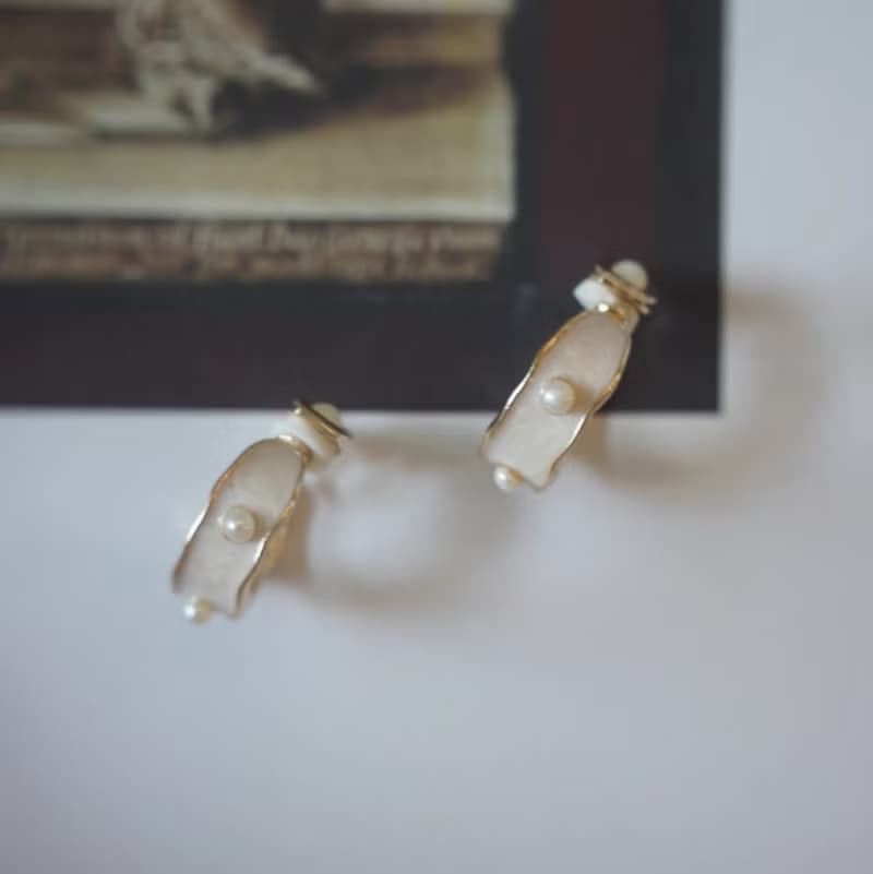 奶油冰淇淋  珍珠耳夾耳環無耳洞