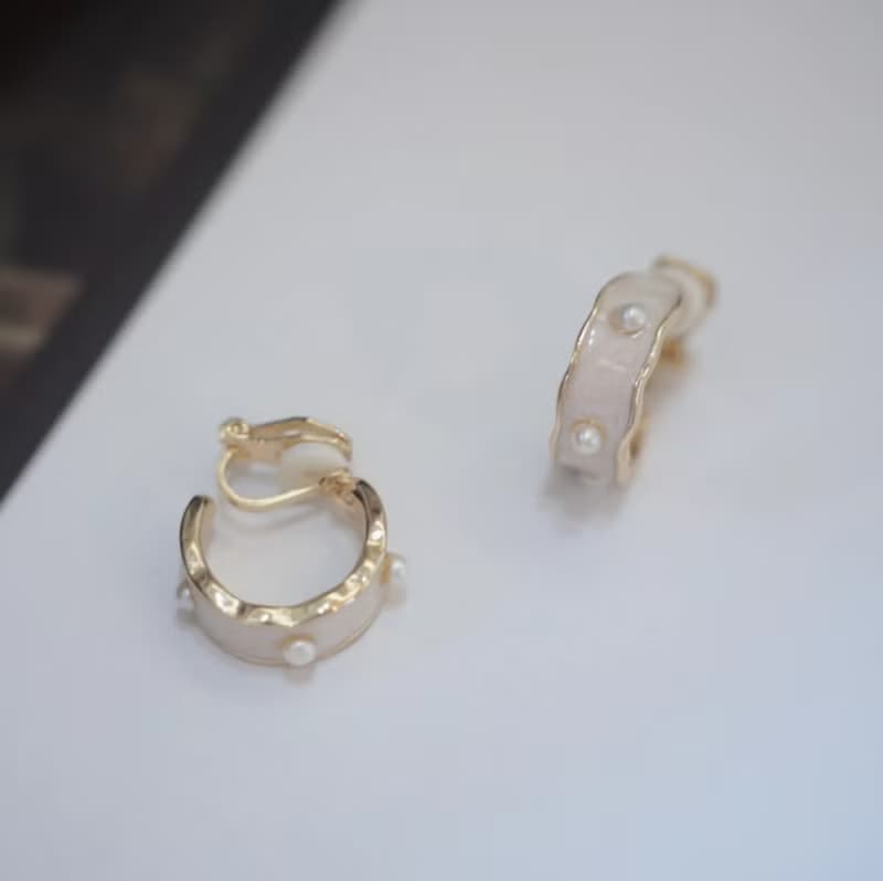 奶油冰淇淋  珍珠耳夾耳環無耳洞