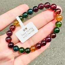 精品級老礦濃色碧璽7mm14.93g帶藍碧金絲雀旺夫石電氣石高頻磁場