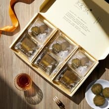 心茶 X 七見櫻堂聯名 | 濃茶系甜點6入 金箔町焙茶餅乾 (輕巧盒)