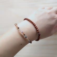 -天然半寶石-幸運石系列金砂石純銀手鍊