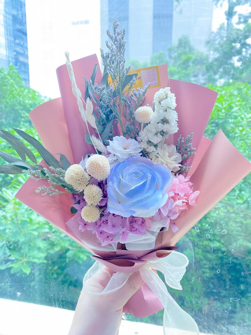 藍玫瑰粉花束 (mini size)
