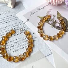黃水晶心心半銀延長鍊設計手鍊