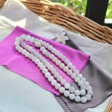 Necklace of white jade, round beads, some beads are creamy white, translucent, natural jade, Type A, size 8.5 mm.