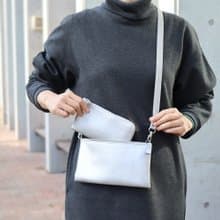 お得な セット  長財布 7色 とサコッシュ シルバー　ミニマリストさんにピッタリ  超軽量で水や傷に強い丈夫な上質人工皮革製