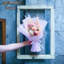 粉紫色韓式乾燥花束/生日/畢業/情人節/求婚花束