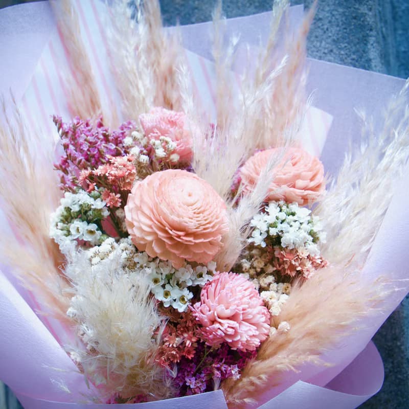 粉紫色韓式乾燥花束/生日/畢業/情人節/求婚花束