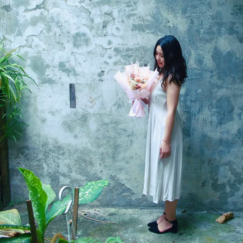 粉紫色韓式乾燥花束/生日/畢業/情人節/求婚花束