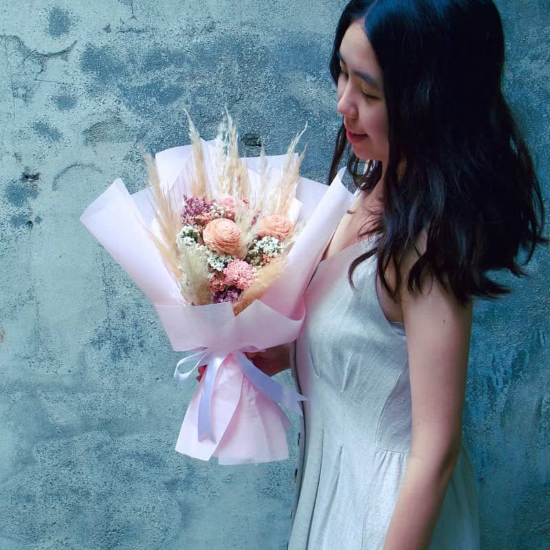 粉紫色韓式乾燥花束/生日/畢業/情人節/求婚花束