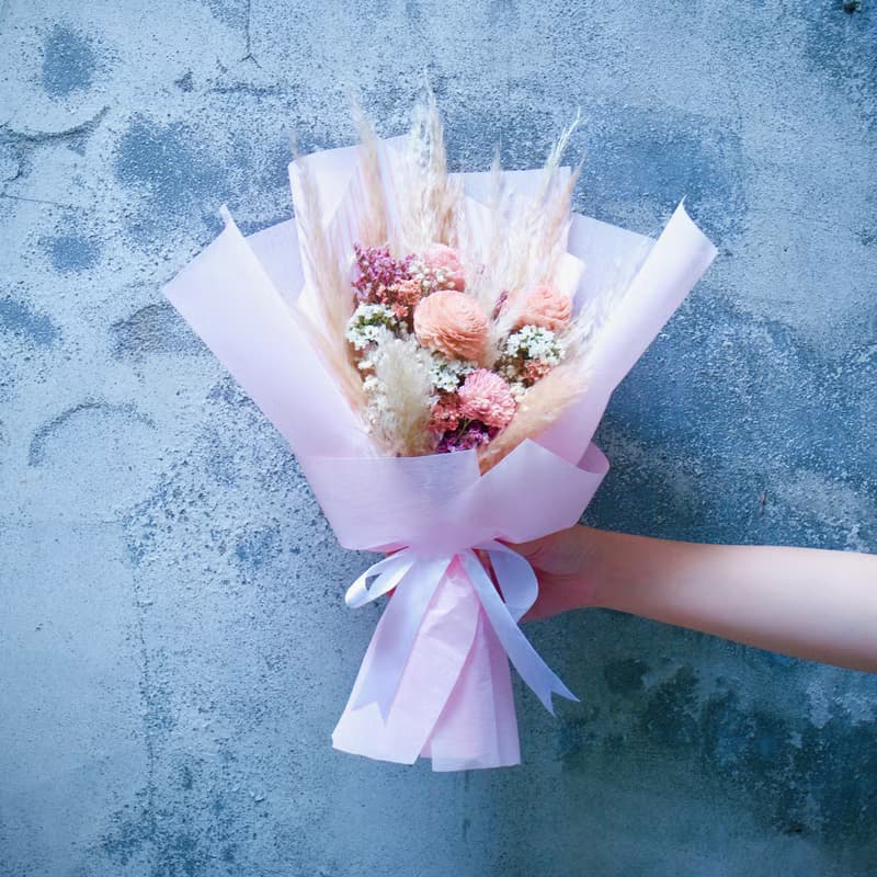粉紫色韓式乾燥花束/生日/畢業/情人節/求婚花束
