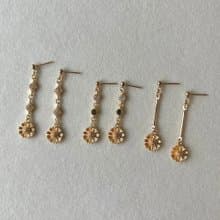 14K包金 氣質小雛菊耳環 耳夾 14KGF