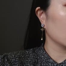 【限量】小紫花鋯石垂墜耳環