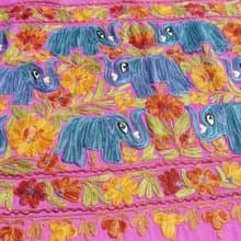 喀什米爾Cashmere 刺繡羊絨圍巾 純羊毛圍巾披巾 戒指絨披肩-大象