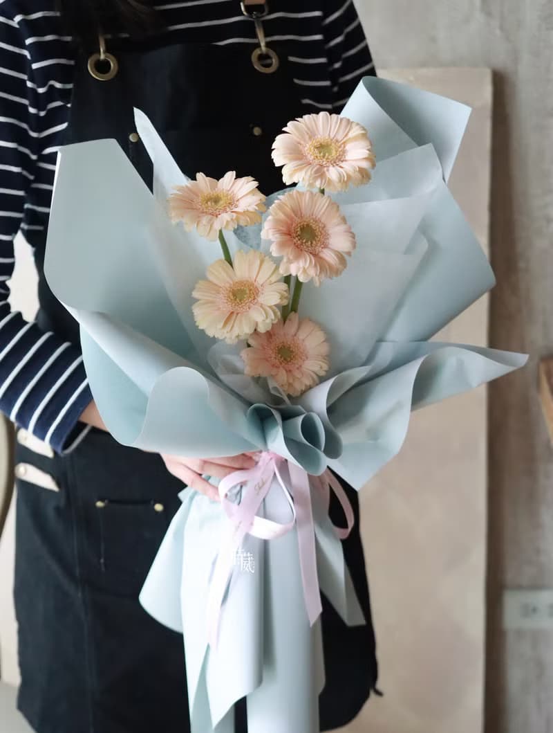 五朵 非洲菊 太陽花 鮮花花束/限台中地區