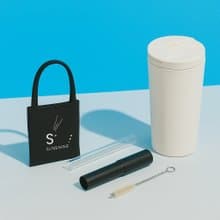 S+ PURE 保溫純粹杯 750ml | 純黑提袋 | 銀離子吸管