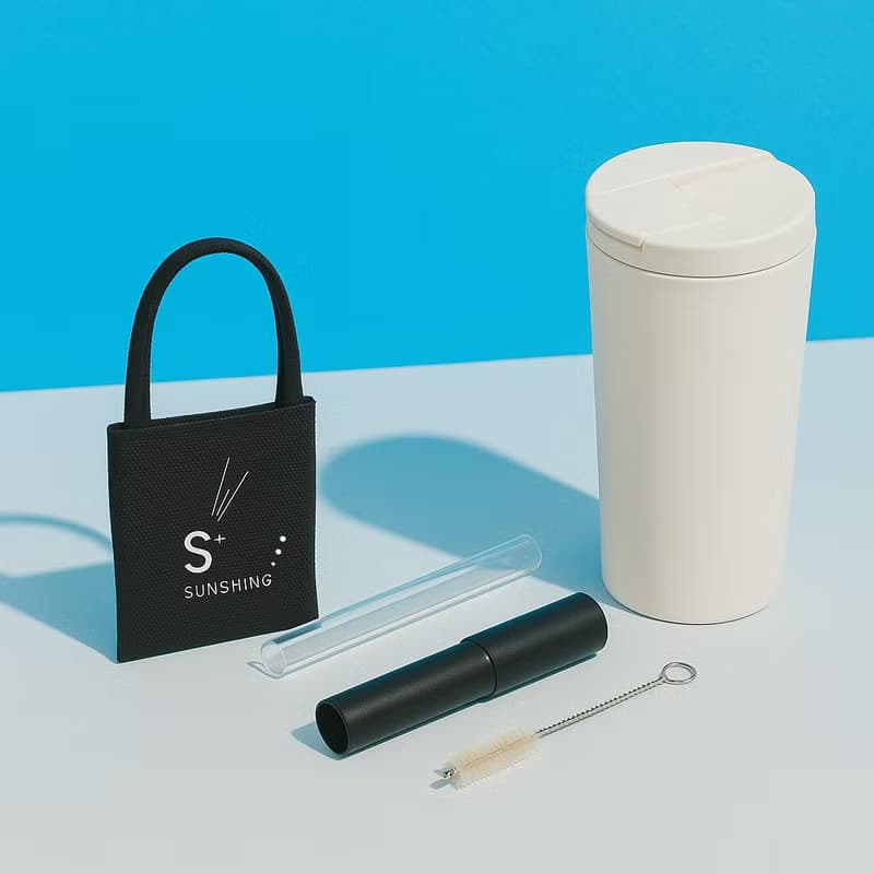 S+ PURE 保溫純粹杯 750ml | 純黑提袋 | 銀離子吸管