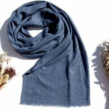 喀什米爾Cashmere/羊絨圍巾/純羊毛圍巾披巾/戒指絨披肩-藍色海洋