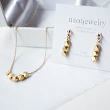 Earrings&Necklace set Metal Cut Silver Beads 項鍊 耳環 耳环 设置