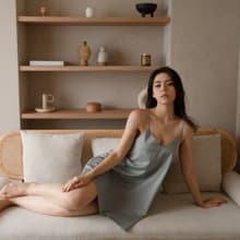 設計款柔霧光感細肩帶洋裝-啞光綠 (可加購刺繡服務)