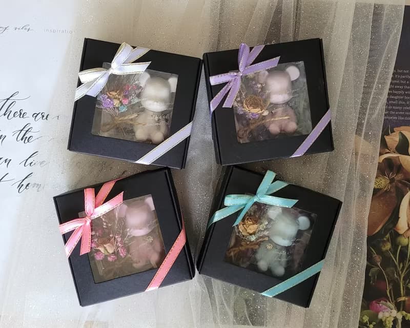 鑽石捧花熊擴香石 玫瑰花束1ml精油 禮盒組  有提袋 活動禮 婚禮