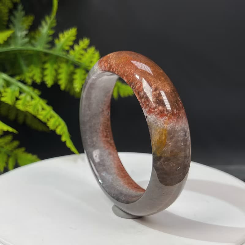 畢業級極光23水晶手鐲55+MM 冰透星光閃片灰底聚寶盆 天眼金牙