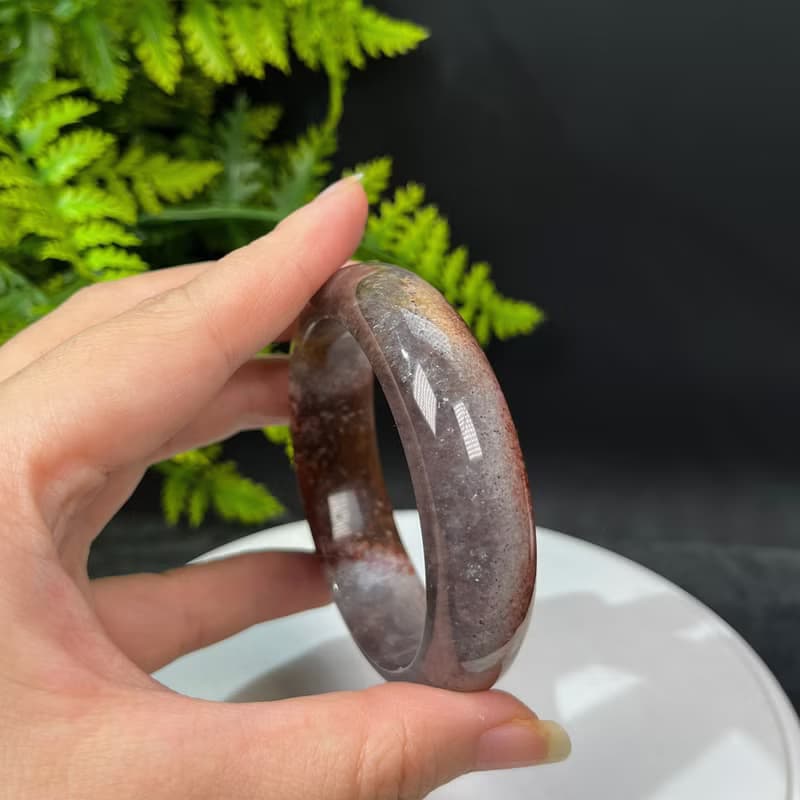 畢業級極光23水晶手鐲55+MM 冰透星光閃片灰底聚寶盆 天眼金牙