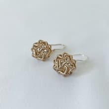 【D35b】幾何耳飾 鏤空圓管 玫瑰 樹脂 金屬色系