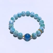 天然礦石 拉利瑪海紋石 9.5 mm 魔鬼海藍寶 手鍊