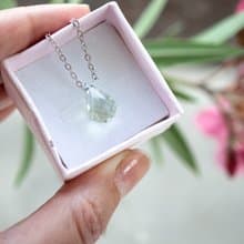 Green Amethyst Teardrop Necklace, 925 Silver, Gemini, Aquarius Crystal Gift