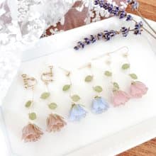 【小王子玫瑰】 樹脂水晶花耳環