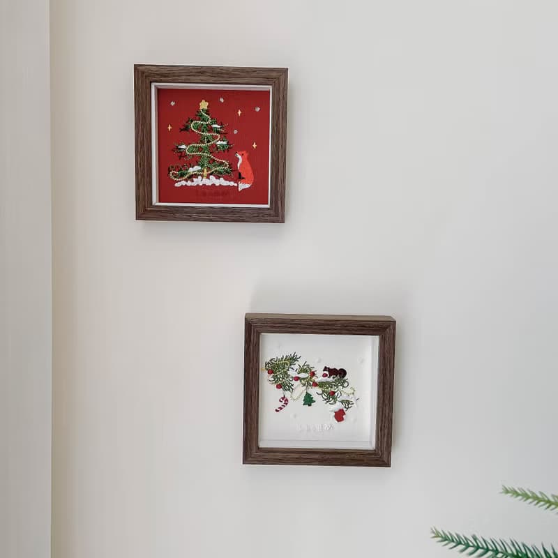 【聖誕市集】刺繡畫 共3款|實木框