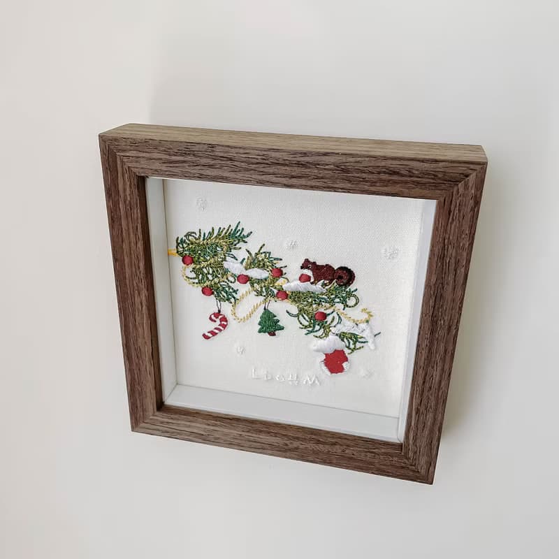【聖誕市集】刺繡畫 共3款|實木框