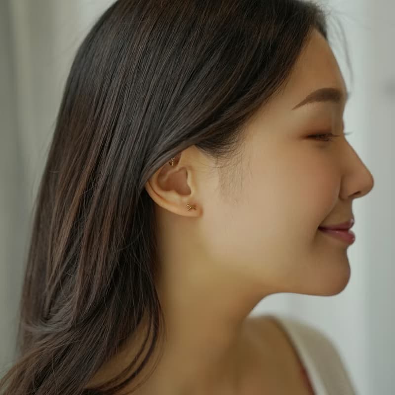 Mini 訂製款 316L醫療鋼 弧面交叉轉珠耳環