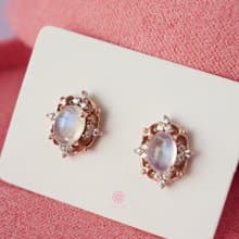 Stud Earrings Natural Rainbow Moonston Silver925, stud earrings,vintage earrings
