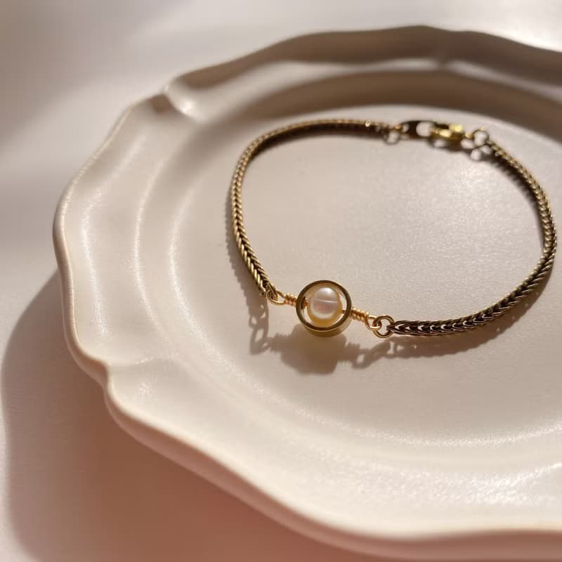 絮絮-珍珠黃銅手鍊