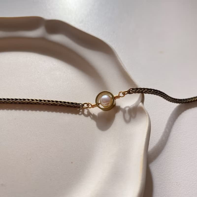 絮絮-珍珠黃銅手鍊