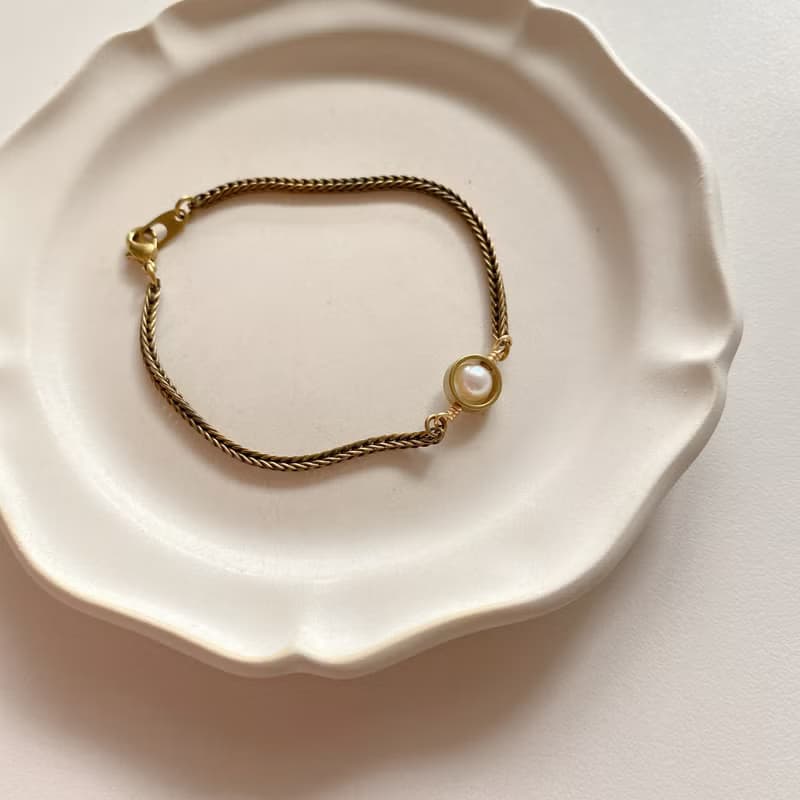 絮絮-珍珠黃銅手鍊