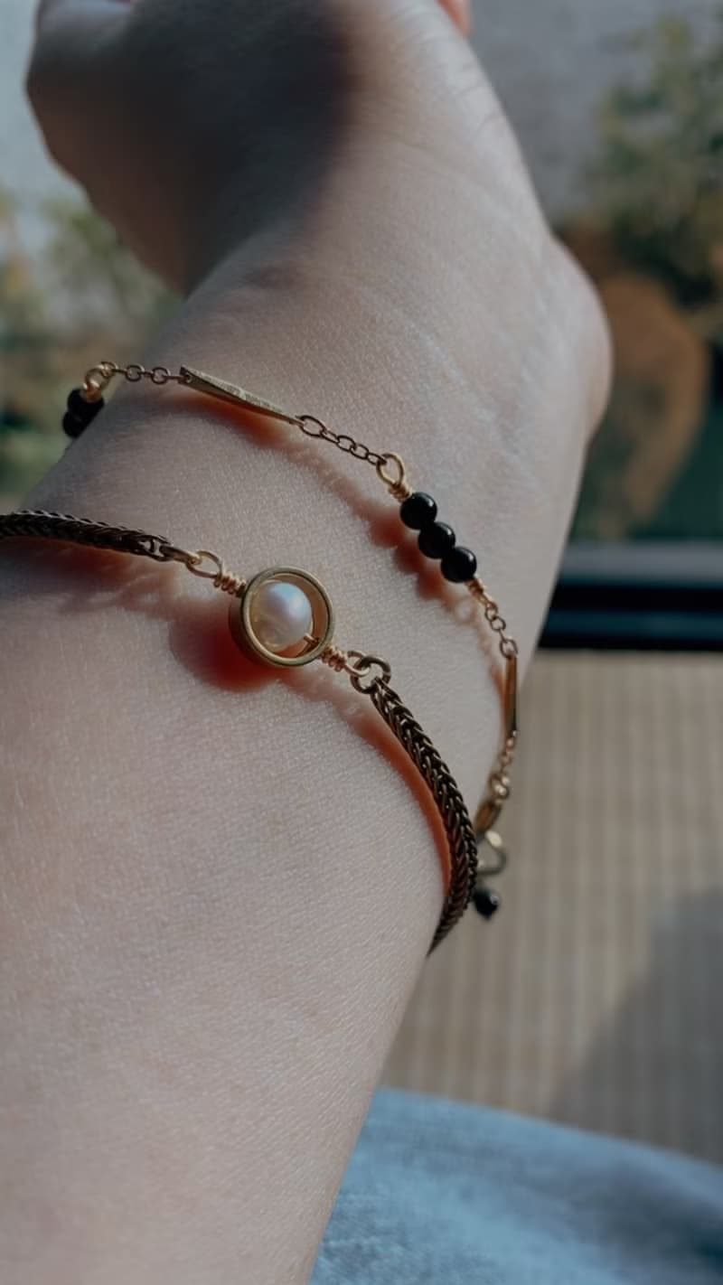 絮絮-珍珠黃銅手鍊