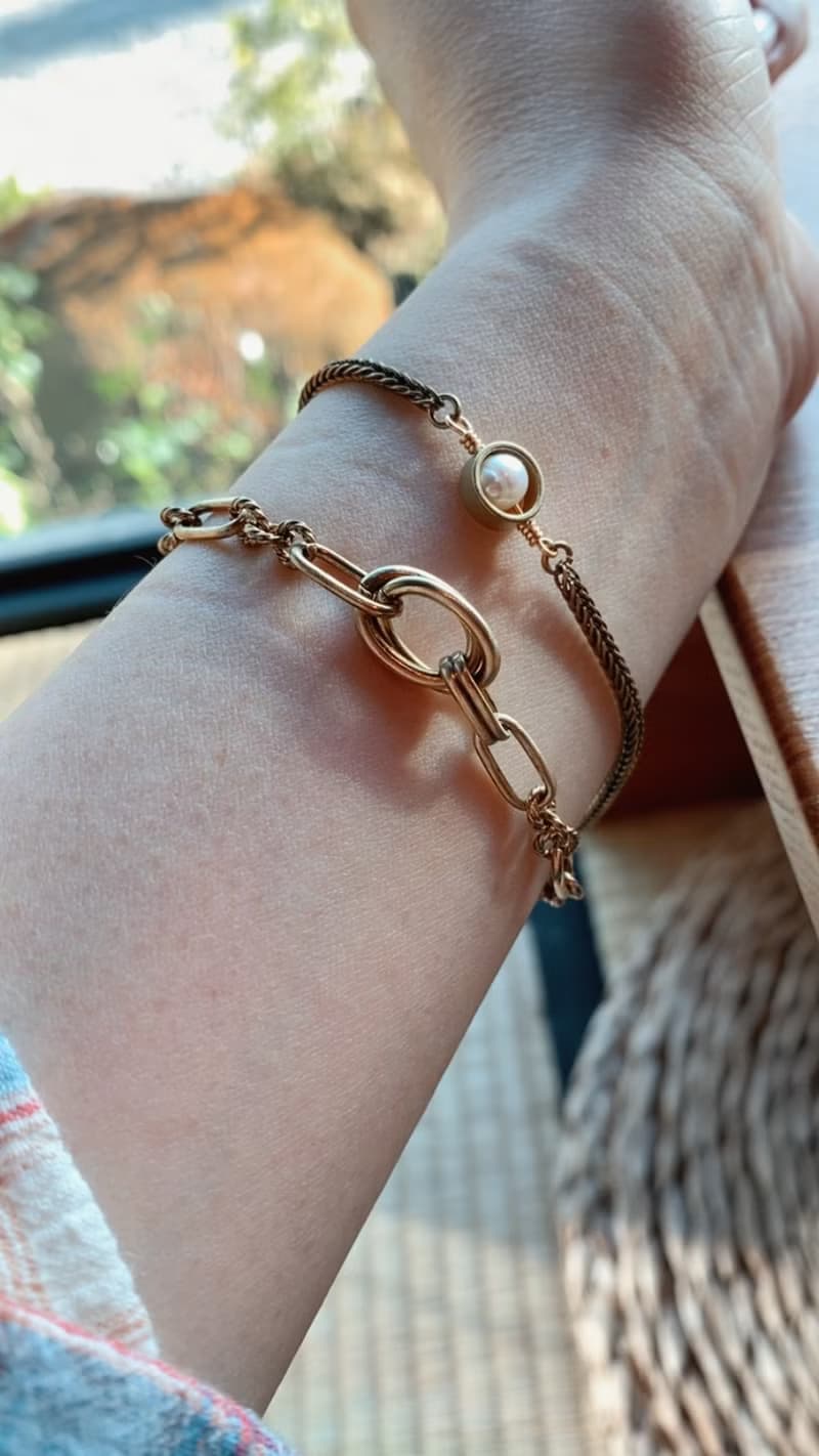 絮絮-珍珠黃銅手鍊