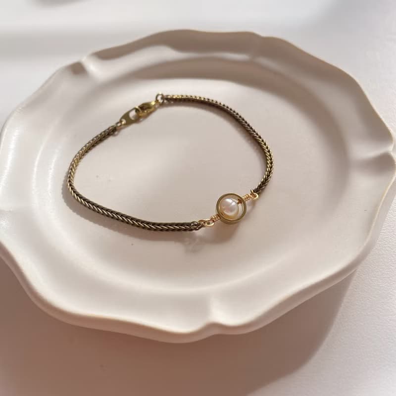 絮絮-珍珠黃銅手鍊