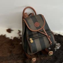 FENDI 芬迪 Pecan FF 標誌 PVC 帆布×皮革 棕色 後背包