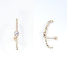 14K C type CZ Piercing C型鎖珠耳環 (單個)耳骨 耳窩 不退色