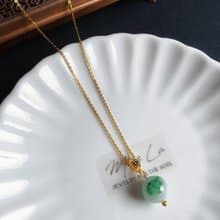 【翠珠・靜雅之心】天然緬甸翡翠 飄陽綠 圓珠 項鍊 禮物 長輩禮