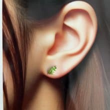 Cute Green leave Stainless Steel Tiny Stud Earrings